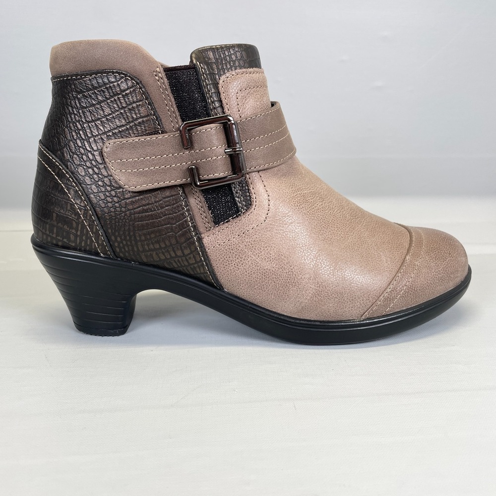 Orthofeet Bioheels Emma Ankle Boots Womens Size 7.5 B Brown Taupe Leather Shoes